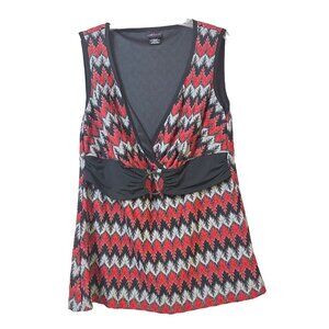 Torrid Metallic Chaveron Seevless Winter/Fall V-neck Empire Waist top Size 0/L